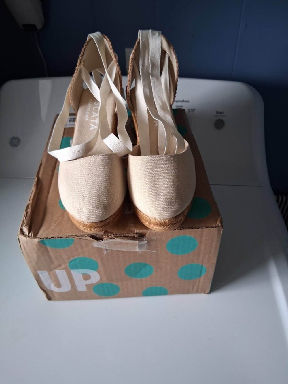 Viscata Estartit Espadrille canvas Wedges sandals size 7-7.5 USA Spain 38